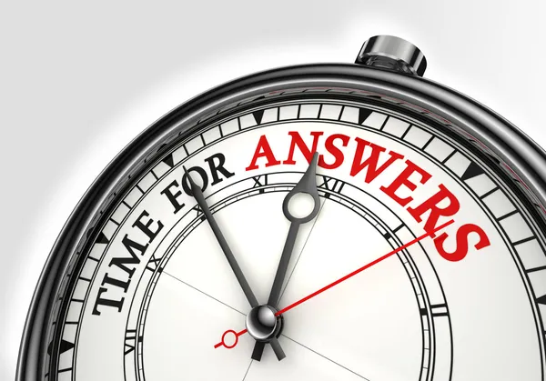 Answers time concept clock — Stock Photo, Image