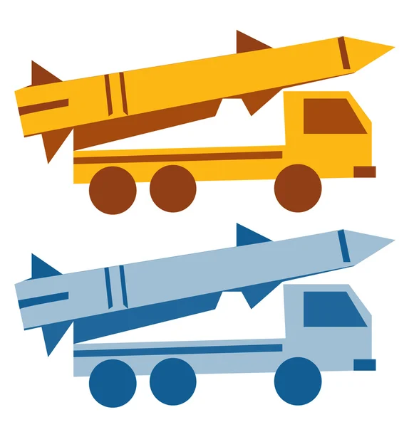 Karikatur eines militärischen Raketenfahrzeugs — Stockvektor