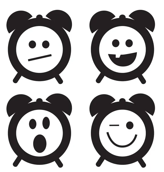 Smiles clock doodle cartoon set — 스톡 벡터