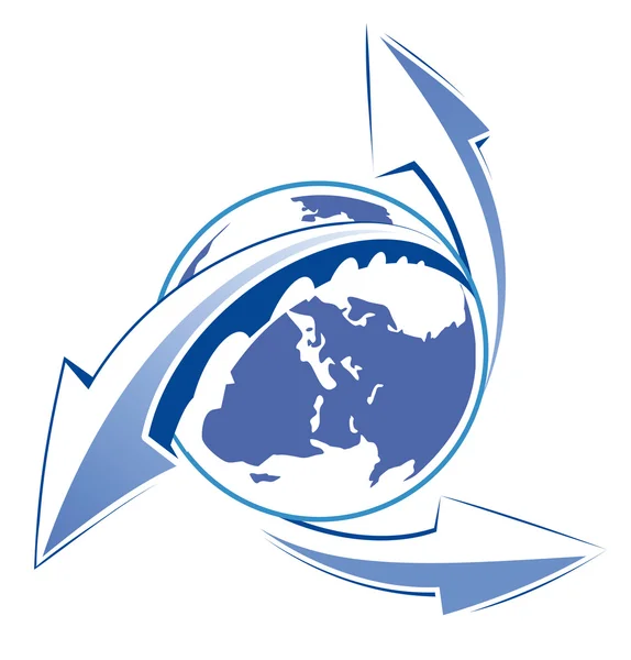 Flèches de la Terre icône bleu web — Image vectorielle