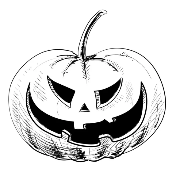 Calabaza de Halloween con malvada sonrisa de miedo — Vector de stock