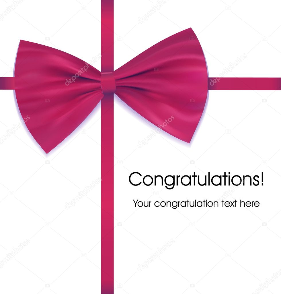 Bow on ribbon venous with congratulations