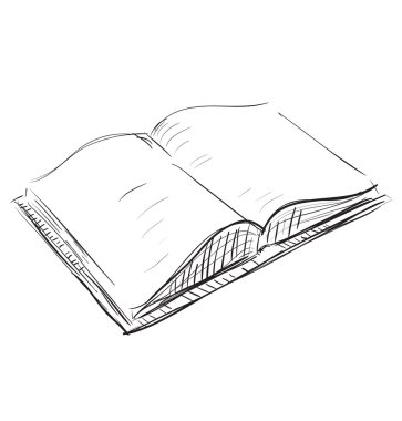 Sketch open book icon clipart