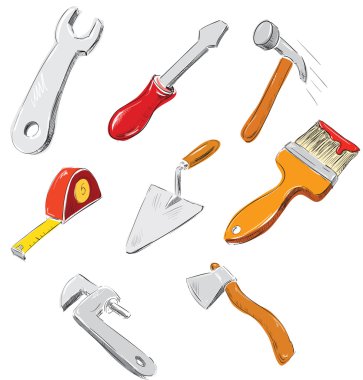 Repair instruments vector skecth set clipart