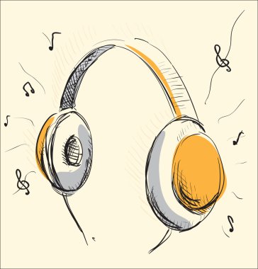 kulaklıklar müzik karikatür çizimi