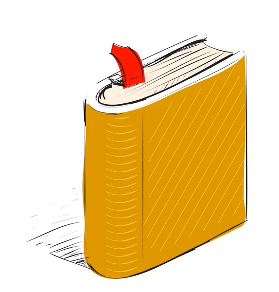 Livre griffonné croquis orange — Image vectorielle