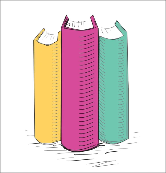 Bücher skizzieren Farbsymbol — Stockvektor
