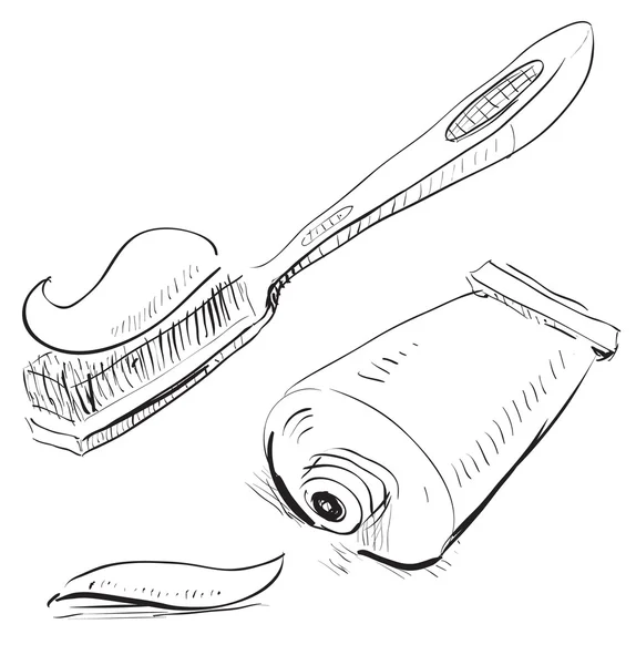 牙刷及牙膏 — 图库矢量图片