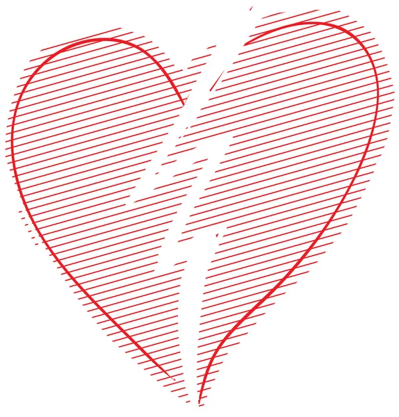 Rotes gebrochenes Herz — Stockvektor