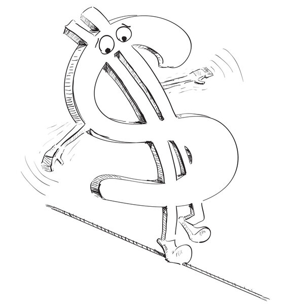 Карикатура на нестабильный доллар
