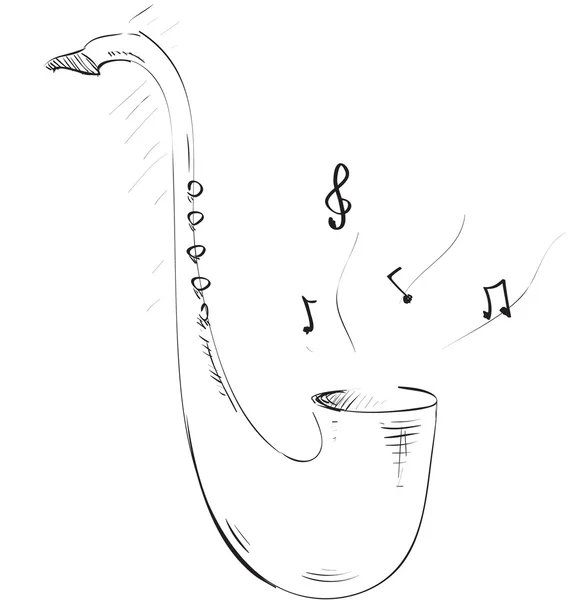 Sketch saxophone icon — Stock Vector