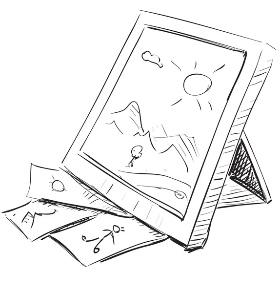 Photo frame sketch icon — 스톡 벡터