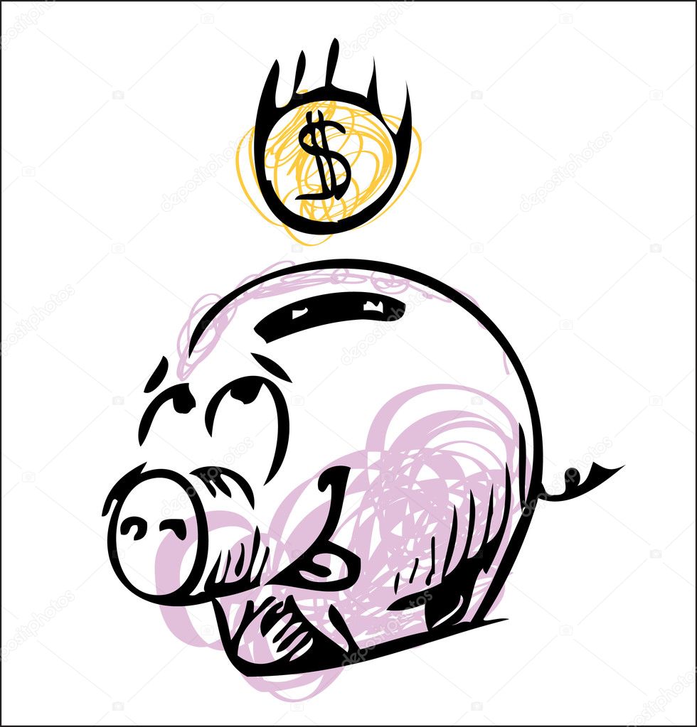 Money cartoon pig