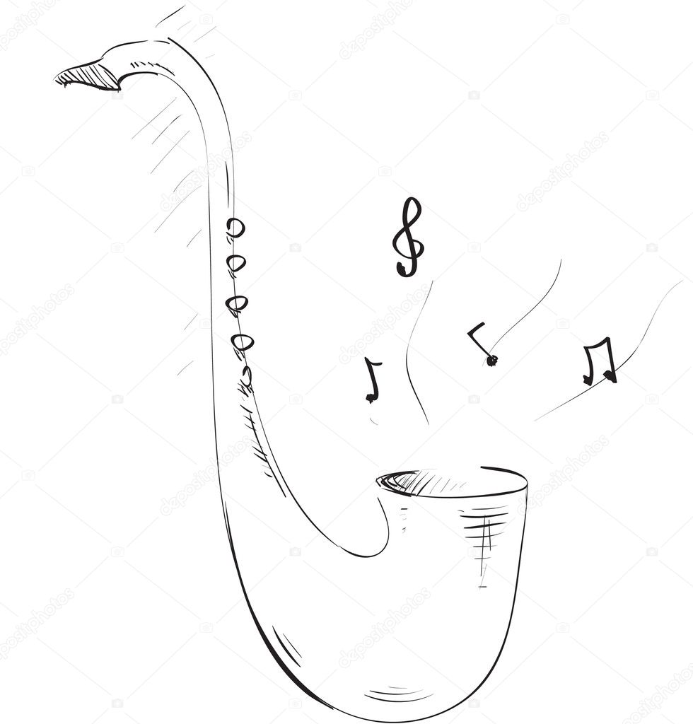 Sketch saxophone icon