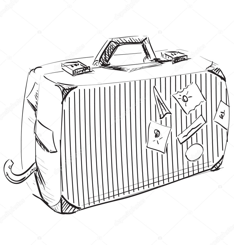 Journey suitcase hand-drawn sketch