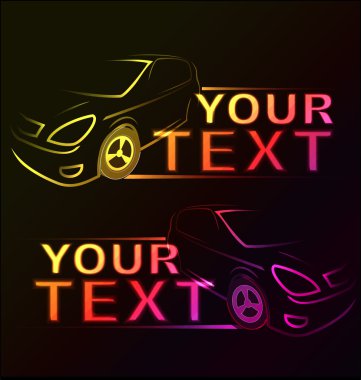 Glowing auto car racing sign template clipart