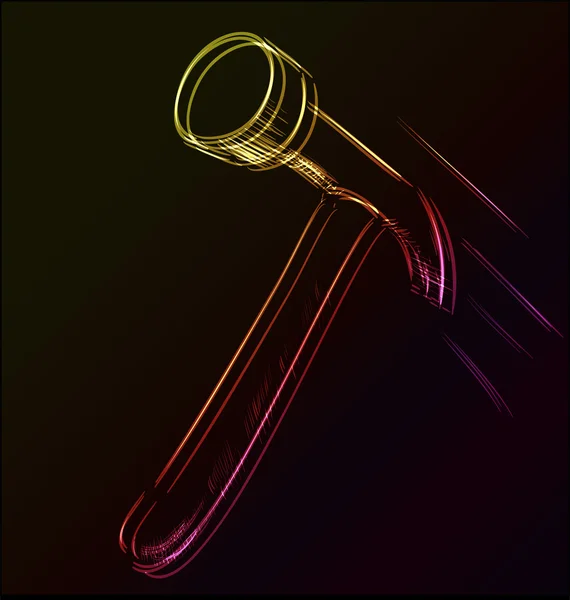 Glowing hammer sketch icon — 스톡 벡터