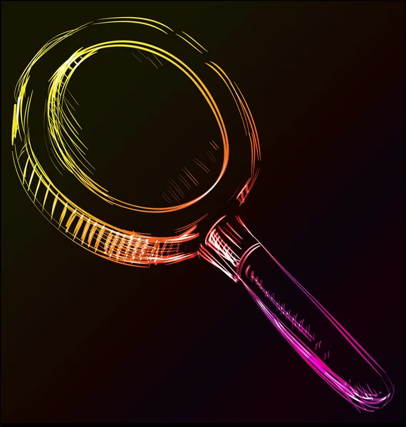 Glowing magnify glass sketch icon — Stock Vector