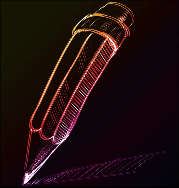 Glowing pencil sketch icon — 스톡 벡터