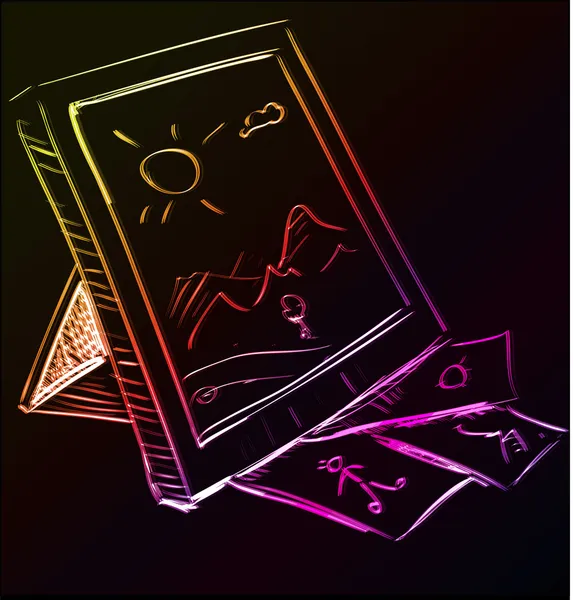 Glowing photo frame sketch icon — 스톡 벡터