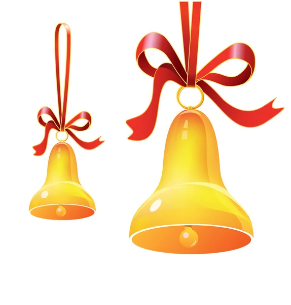 Два рождественских желтых колокола — стоковый вектор