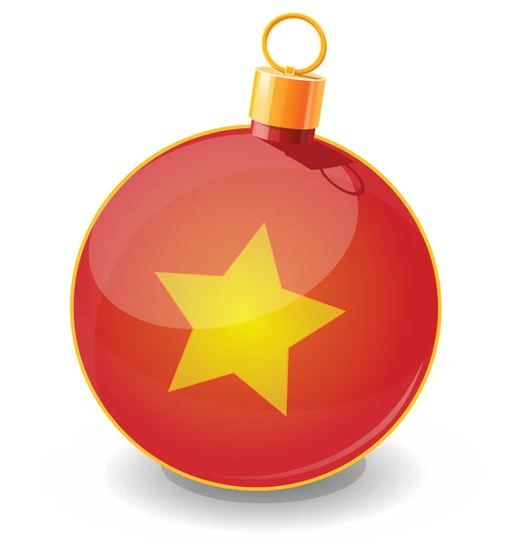 Illustrazione dell'icona rossa della palla giocattolo di Natale — Vettoriale Stock