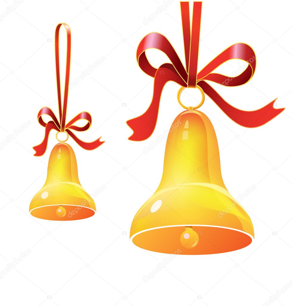 Two christmas yellow cartoon bells