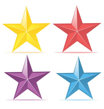 Four colors vector stars clipart