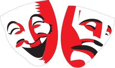 Vector illustration of red and black theater masks clipart