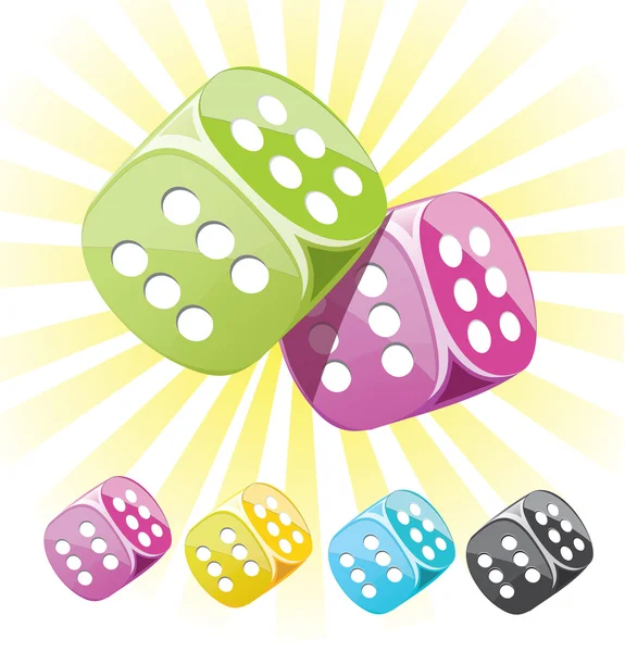 stock vector Lucky casino dice in different colors