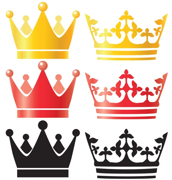 Vektor kronor set Royaltyfria illustrationer