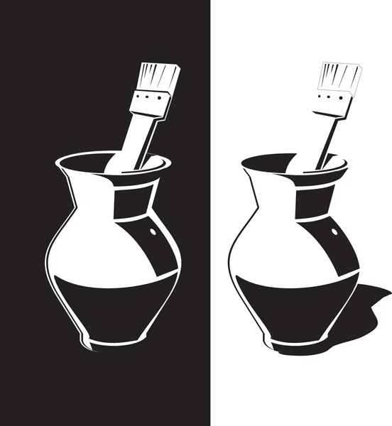 Ilustración vectorial de jarra con cepillo duro — Vector de stock