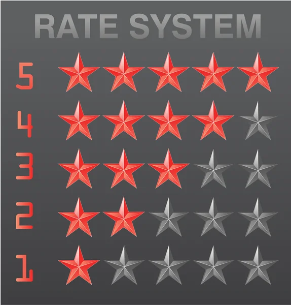 Rating stars set red vector illustration — 스톡 벡터