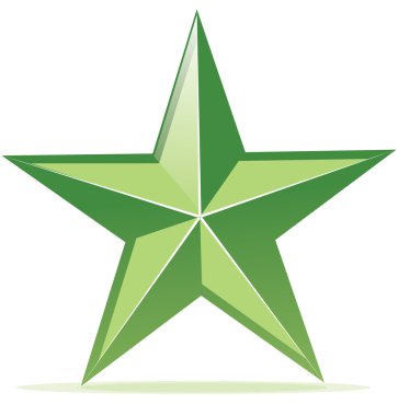 Vector icon of glossy green star clipart