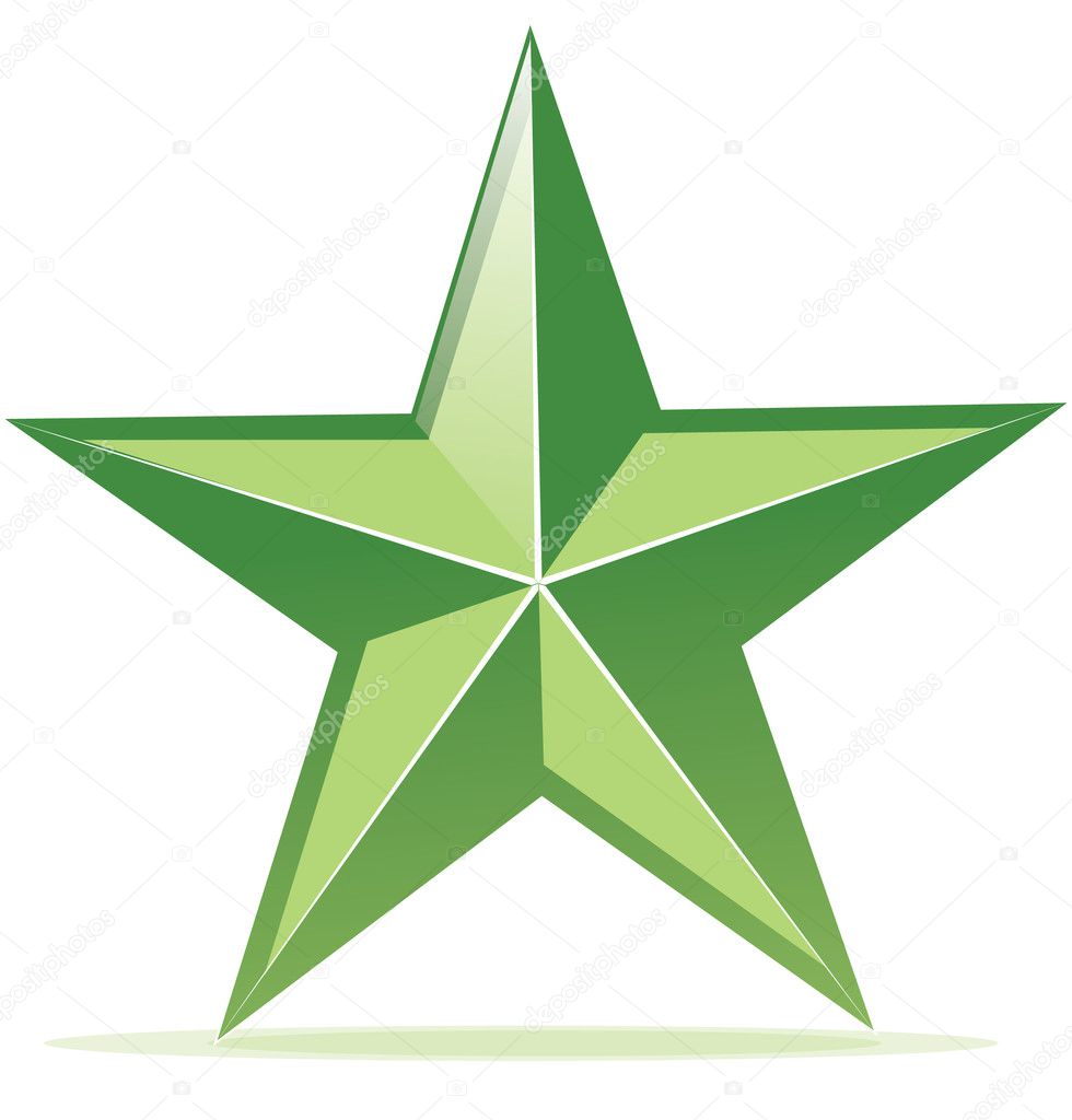 Vector icon of glossy green star