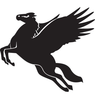 Black Pegasus silhouette clipart