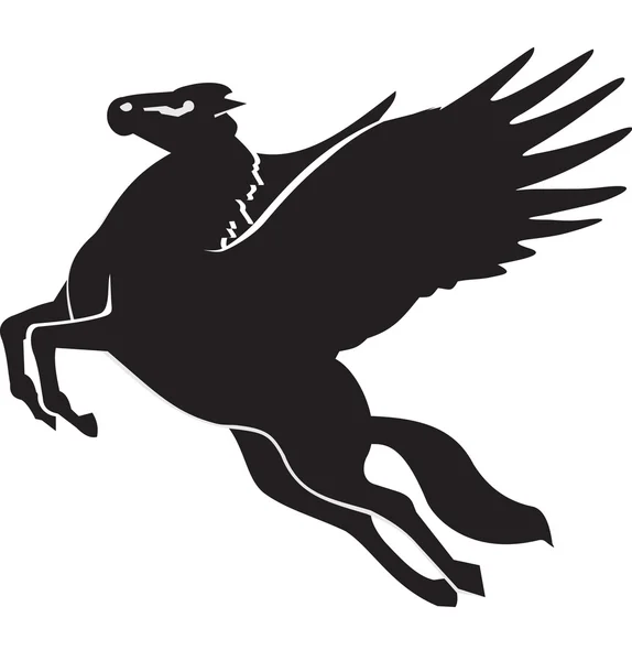 Schwarze Pegasus-Silhouette — Stockvektor