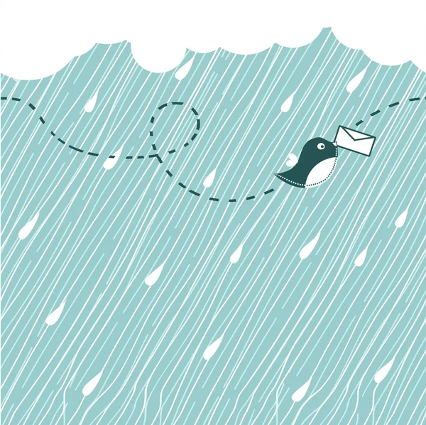 Oiseau sous la pluie — Image vectorielle