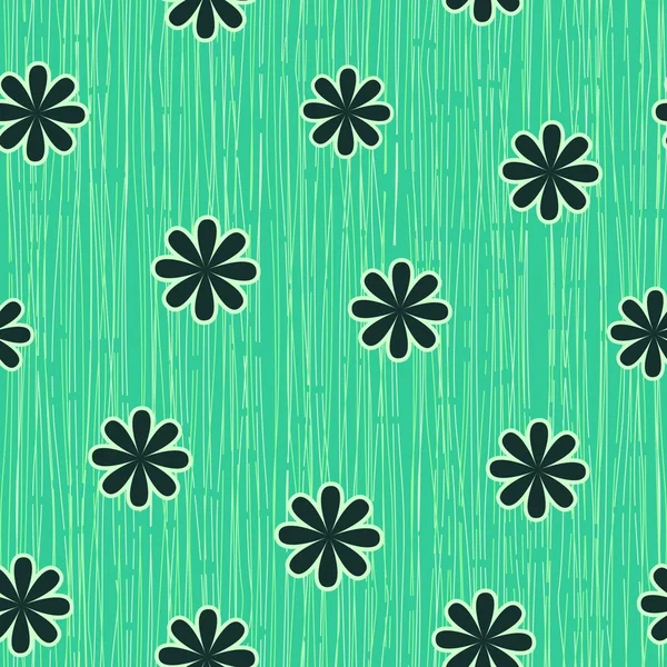 Nahtloses Muster aus Gras und Blumen — Stockvektor