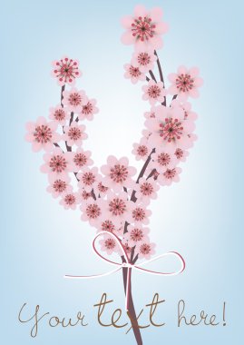 cherry blossomed branch card clipart