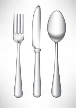 fork, spoon and knife isolated clipart