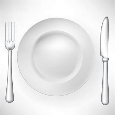 plate with fork and knife vector clipart