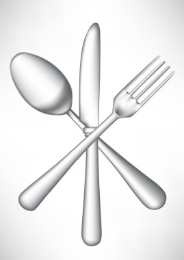 crossed fork, knife spoon vector clipart