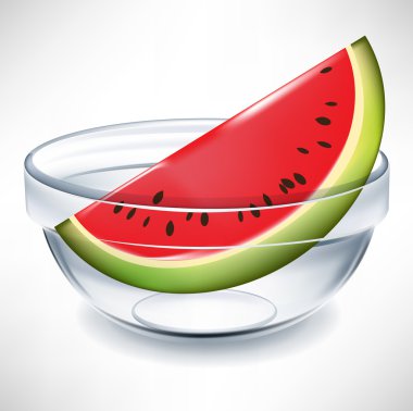 slice of watemelon in transparent bowl clipart