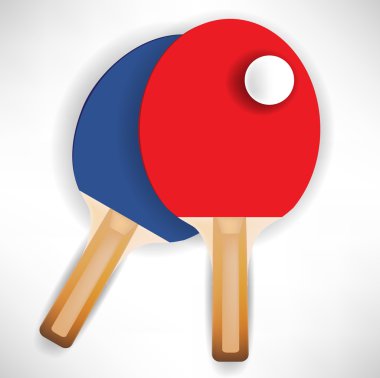 red and blue ping pong rockets with ball clipart