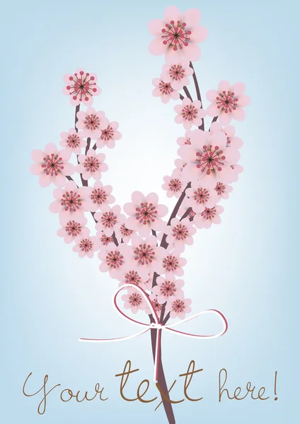 Cartão de ramo florido cereja —  Vetores de Stock