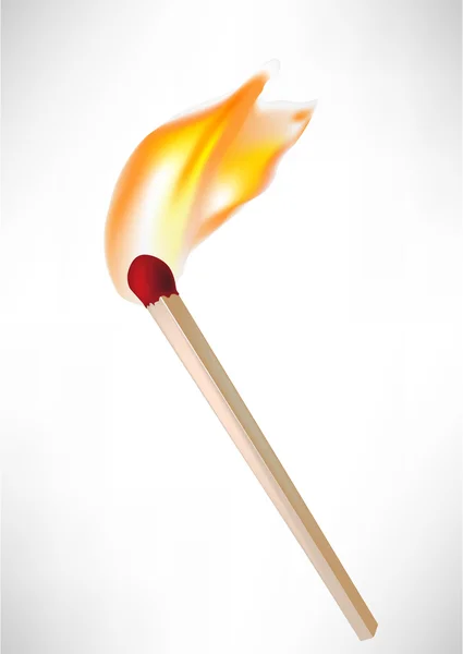 Red lighter with flame isolated — Stock Vector