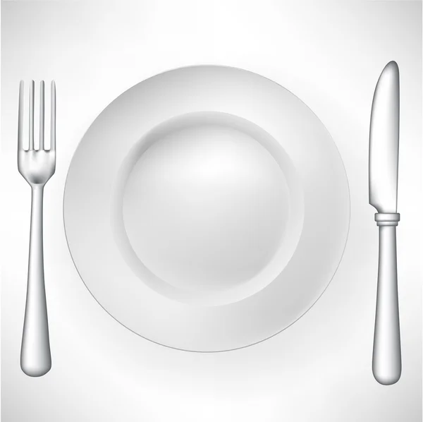 Plate with fork and knife vector — Stock Vector