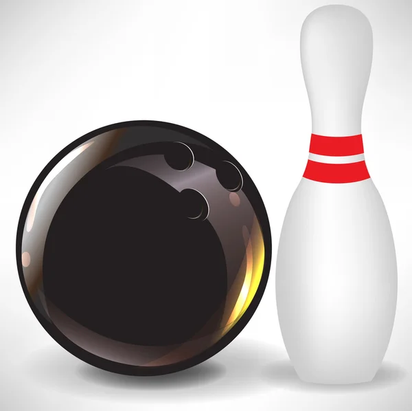 Single bowling pin and ball — Stock Vector