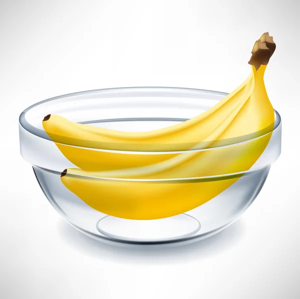 Bananas in transparent bowl — Stock Vector